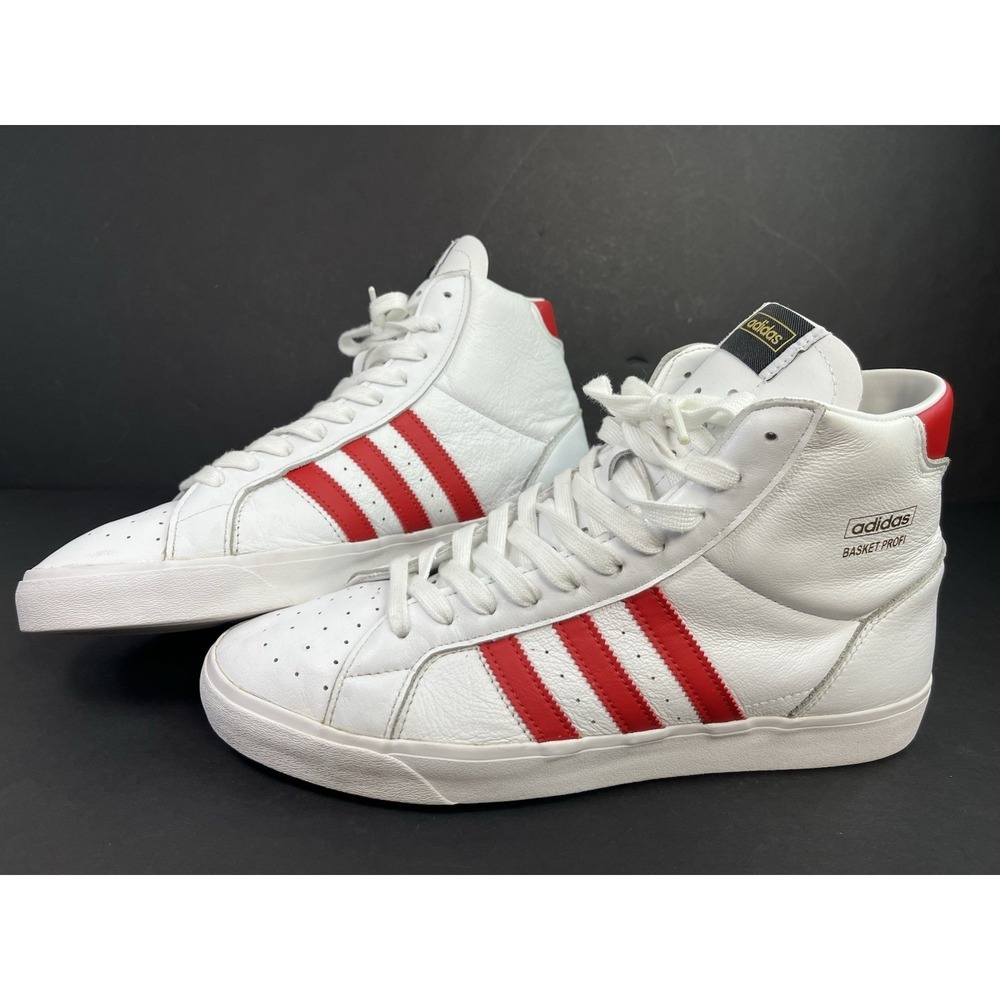 Adidas Basket Profi Hi Mens Size 11.5 White Red Athletic Shoes FW3107 NO INSOLES